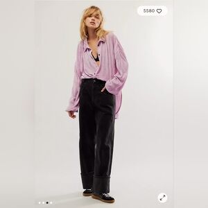 Free People Pink Button Down Shirt